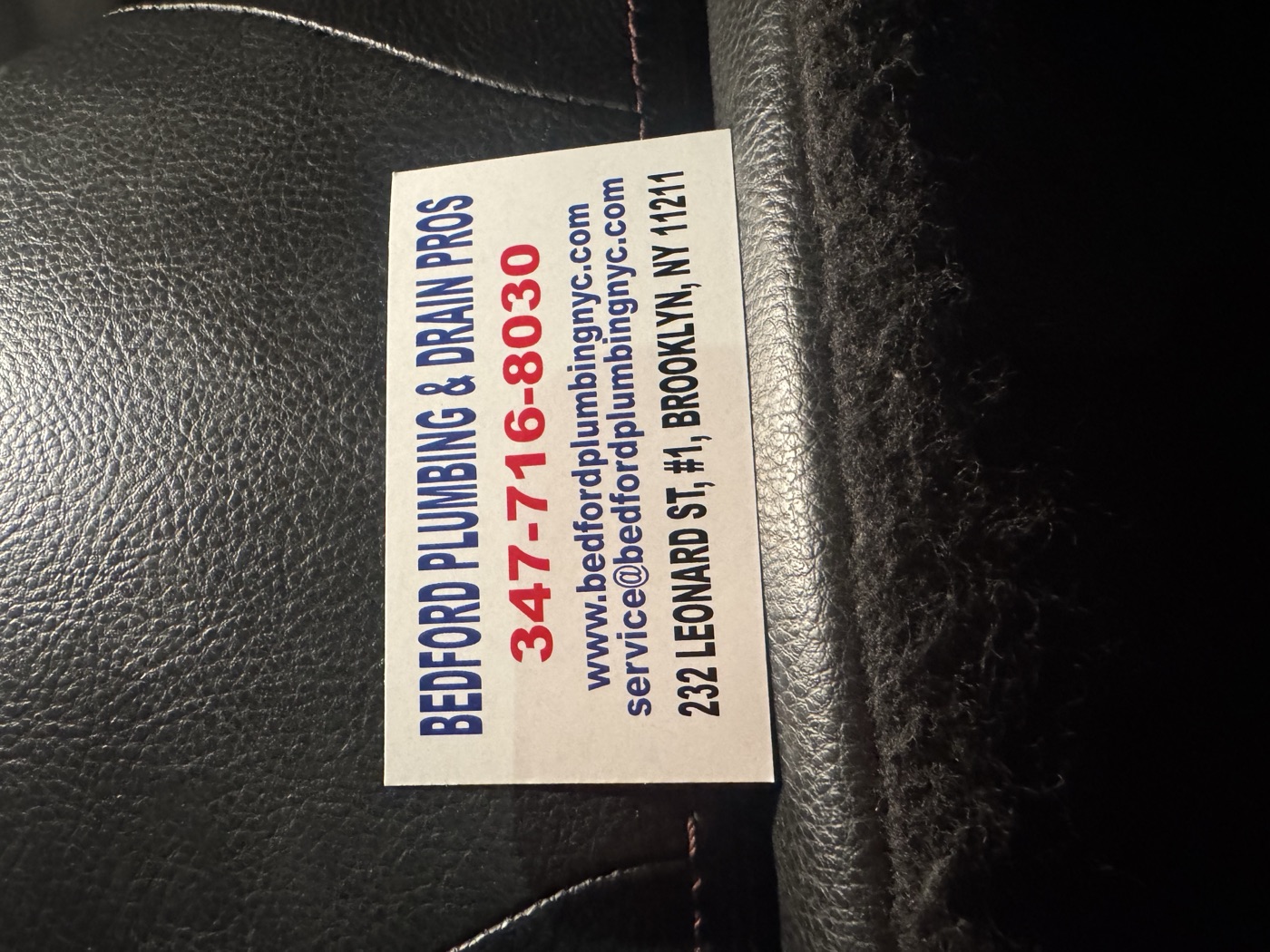 Bedford Plumbing & Drain Pros business card